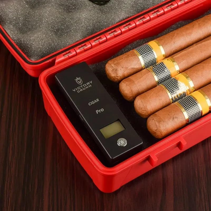 Digital Cigar Humidity Meter Portable Electric Moisture Guage Tester Reader Humidor Hygrometer Needle LCD Display Smoking Tobacco Accessories Gifts - color: Black
