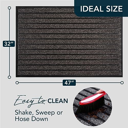 ubdyo Extra Durable Door Mat Outside Entrance (47" x 32", Bright Grey) | Dirt Trapping ,Non-Slip Backing, Indoor or Outdoor Use, Welcome Mat, Low Profile, Natural Rubber, Stain Fade Resistant - color: Bright Grey, size: 47" x 32" (Rectangular)