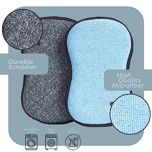 Multi-Purpose Sponges Kitchen By Scrub-it - Non-Scratch Microfiber sponges for Cleaning, Along with Heavy Duty Scrubbing Power - Reusable Dish Sponge for Dishes, Pots and Pans (6 Pack, Small) - size: Small (Pack of 6)