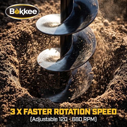 42V Brushless Cordless Post Hole Digger Kit with 3.2" & 6" Auger Bits, 2 Batteries & Charger | Electric Earth Auger for Fence Posts, Gardening, Landscaping | Forward/Reverse, 6-Speed