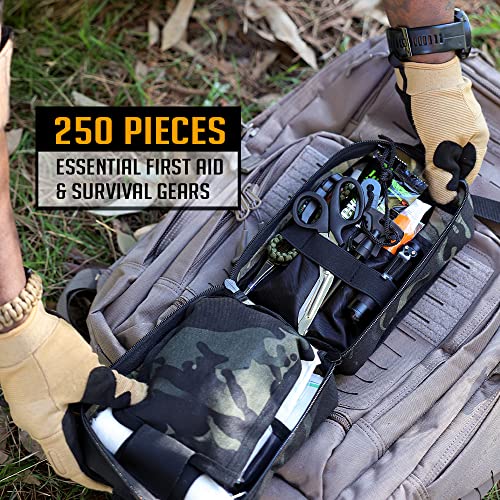 EVERLIT 250 Pcs Survival First Aid Kit | IFAK Outdoor Survival Kit Emergency Kit For Camping Hiking Hunting Earthquake Emergency Preparedness - color: Red