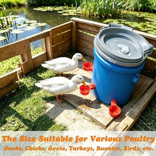 Chicken Waterer Cups, DIY Automatic Poultry Watering Bowl Device | Large 6pcs Turkey Waterer Feeder, Poultry Watering System Water Feeder Kit Suitable for Duck, Chicks, Goose, Bunny and Bird