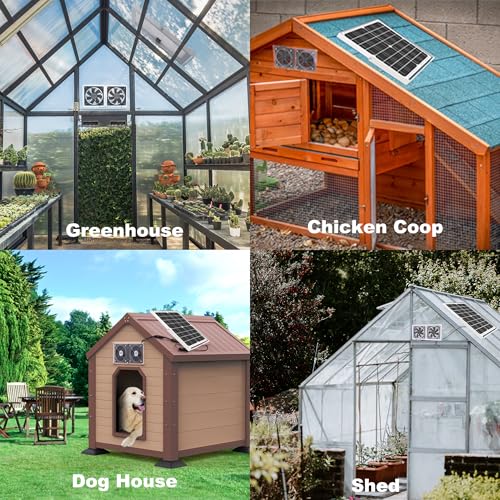 Solar Fan for Greenhouse, 20W Solar Powered Fan for Chicken Coop, Waterproof Exhaust Fan for Shed with 11.8ft/3.6m Cable - style: Solar Fan-20W