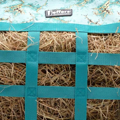 Jeffers Expression Extend Feed Hay Bag for Horses - Bloomin Toolin | Slow Feed Hay Bag Holds Up to 2 Hay Flakes for Daily Feeding, Travel or Farm Events | 600 Denier Material with Mesh Bottom