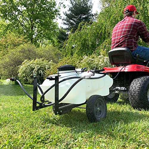 Brinly ST-152BH-A Self-Storing Tow Behind Lawn and Garden Sprayer with Collapsible Boom, 15-Gallon, Flat White - color: Off-White