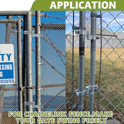 2 Pack 1-3/8" x 2-3/8" Chain Link Fence Gate Hinge Kit,Galvanized Steel Chain Link Fence Pipe gate Hinge with 2 PCS Female Hinges and 2 PCS Male Post Hinges, Bolts & Nuts Included - size: 2-3/8" x 1-3/8"(2 Pack)