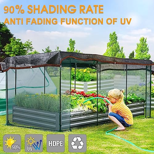 90% Shade Cloth - For Garden Plant, Outdoor Black Shades Cover with Grommets, Pergola, Patio, Greenhouse, Chicken Coop - size: 5x20FT