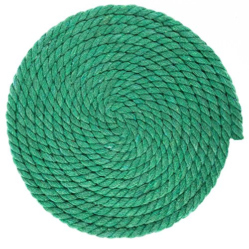 Twisted Natural Cotton Rope - 1/4 Inch - Solid Colors - Available in Lengths of 10 Feet, 25 Feet, 50 Feet, and 100 Feet - color: Grass Green, size: 10 feet