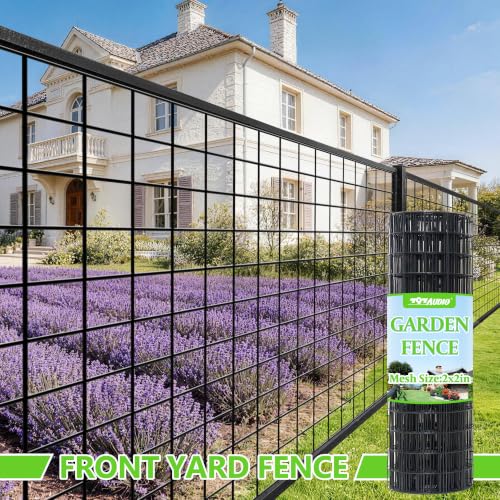 Black PVC Coated Welded Wire Fencing,2"x2" 16 Gauge,48inch H x 100ft L Garden Wire Fence Roll,2/3/4/5/6ft Tall x 50/100 ft Long Vinyl Coating Metal Wire Mesh for Yard,Farm,Dog,Vegetable Protection - color: Black, size: 2"x2" 48inx100ft