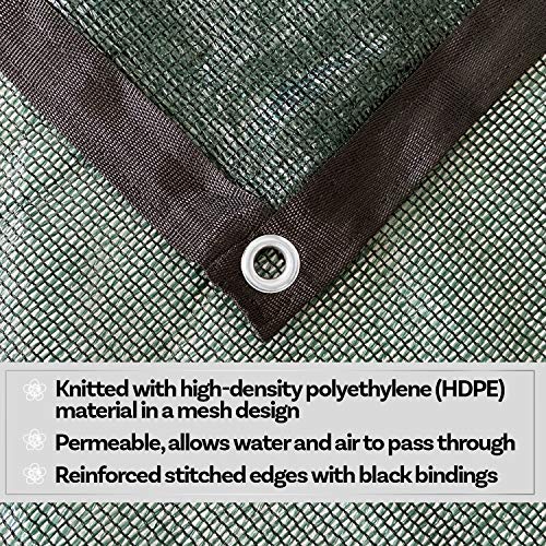 Alion Home HDPE 50% Sun Block Garden Netting Mesh (6'x3'4'', Green) - color: Green, size: 6'x3'4''