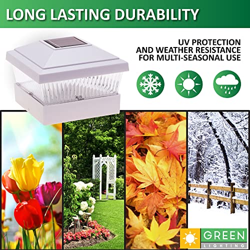 GreenLighting Classic Solar Post Cap Lights - Fits 5x5 PVC/Vinyl Outdoor Solar Powered Post Cap Light, Fence, Deck, Garden - Bright LED, Waterproof White 8 Pack - color: White Classic, size: 8 Pack