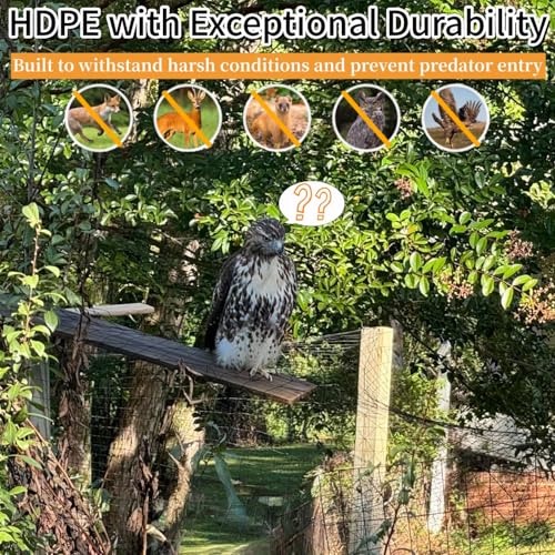 25x50ft Heavy Duty HDPE Poultry Netting,2.4" Bird Netting for Chicken Coop Run Chicken Pen,Strong Chicken Run Net Against Hawk & Predator,Tangle-Free UV Resistant (25FT)