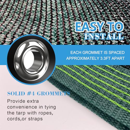 90% Blackish Green Shade Cloth, 12 x 12 ft with Reinforced Grommets | Durable mesh shade net for greenhouses, plants, chicken coops, pergolas, pools, canopies, patios and gardens - size: 12 ft x 12 ft
