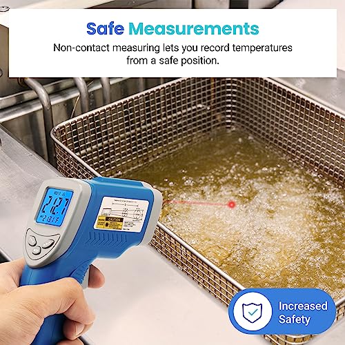 Etekcity Infrared Thermometer Laser Temperature Gun 774, Blue | Cooking, Pizza Oven, Griddle, BBQ, Meat, HVAC, Engine, Adjustable Emissivity, MAX Display, Surface Measurement - color: Blue, style: Classic
