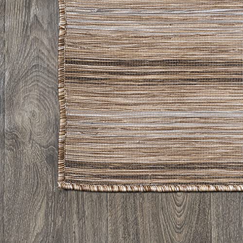 JONATHAN Y Wide Stripe Indoor Outdoor Square Area Rug 6X6 Brown/Natural, Bo Modern Farmhouse for Backyard, Patio, Porch, Easy-Cleaning, High Traffic, Pet-Friendly, Non-Shedding (TSN101A-6SQ) - size: 6'7" x 6'7" (Square)