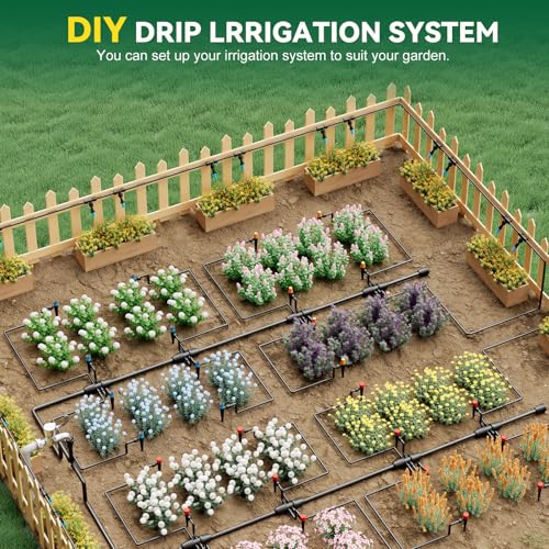 Drip Irrigation System for Garden, 2026-Upgraded Quick Connect Garden Watering Kit All-in-One with 1/2 inch 1/4 inch Irrigation Tubing for Garden, Lawn, Greenhouse, Raised Beds (126FT) - size: 126FT