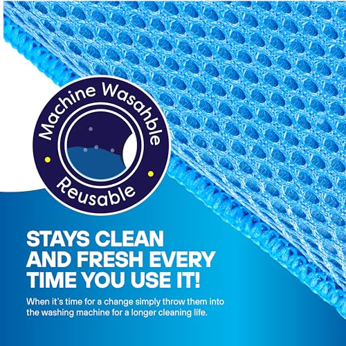 SCRUBIT Reusable Sponges for Dishes - 12 Pack Microfiber Sponges Kitchen Dish Scrubber, Machine Washable & Non-Scratch Scrubbers (Blue) - color: Blue