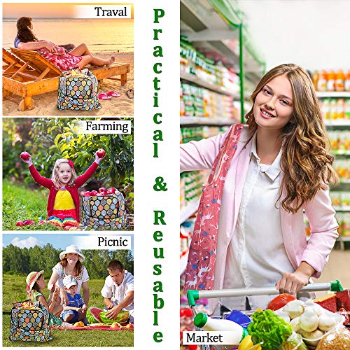 Reusable Grocery Shopping Bags 6|10 Pack, Foldable Tote Bags, Machine Washable Nylon Shopping Totes for Groceries - color: Flower-10pcs