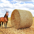 6x6ft Round Bale Hay Net for Horses - Large Size Thick & Durable, Black Nylon Net with 1.75 inch Holes - Square Slow Feed Hay Nets for Horses and Goats - Healthier Feeding Solution.