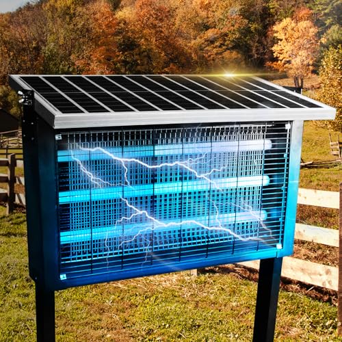 Heavy-Duty Big Solar Bug Zapper Outdoor for 8000 sq.ft with 30W Solar Panel | Rechargeable Solar Zapper with High Powered, Outdoor Solar Bug Zapper for Patio Garden Backyard Farm and Large Spaces - color: 30W for 8000 sq.ft