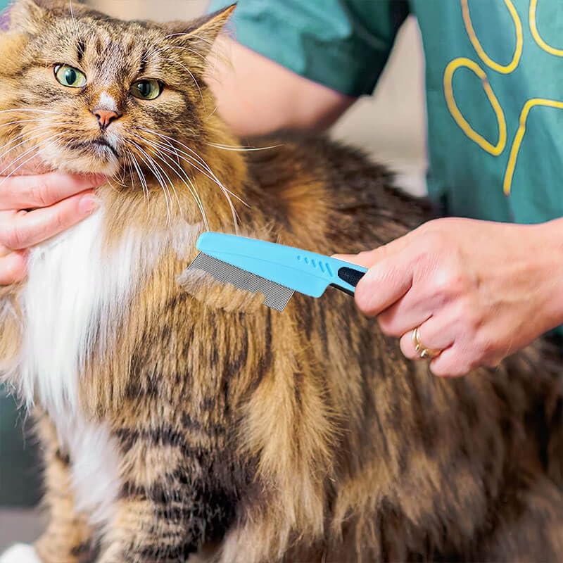 Flea Comb with Rubber Handle, Flea and Tick Combs for Dogs & Cats, Dog Comb for Grooming