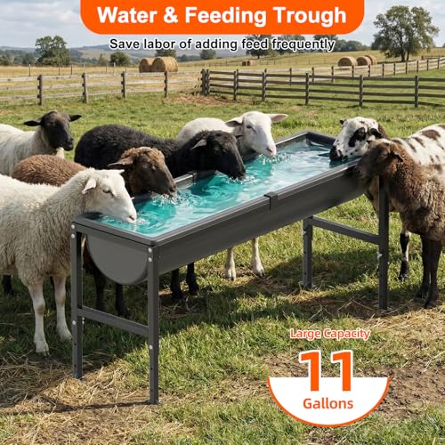 Livestock Water Trough 12 Gallon | Animal Waterer with Adjustable Stand, Easy to Assemble and Carry, Feeding Goat, Sheep, Horse, Dog in Farm - size: 1 PC