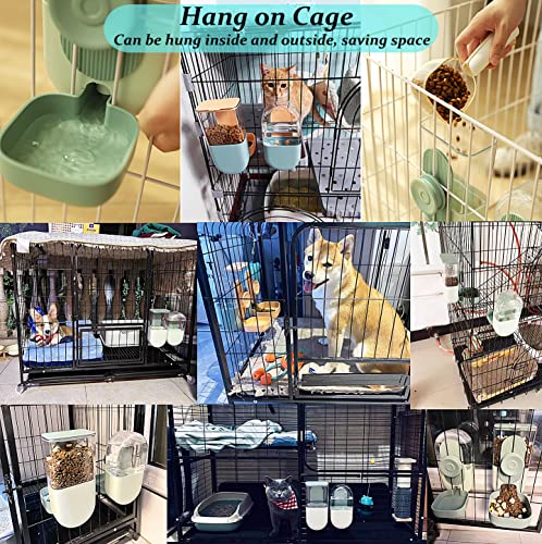 Kenond 35oz Rabbit Food Bowl,Bunny Water Dispenser,Feeders Waterer for Cage | Hanging Auto Ferret Food Water Dispenser, Auto Gravity Pet Feeder and Waterer Set, Cage Cat Food Bowl Dog Feeding Station - color: Green Waterer and Feeder C