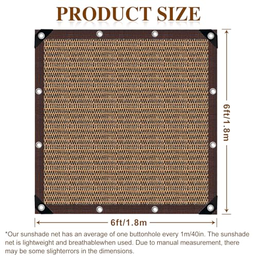 80% Shade Cloth -6x6FT Sunblock Net with Grommet,Lightweight and Durable UV Protection,Shade Cloth for Garden Patio Pergola Balcony Plants Greenhouse Dog Kennel Chicken Coop Outdoor - size: 6×6FT