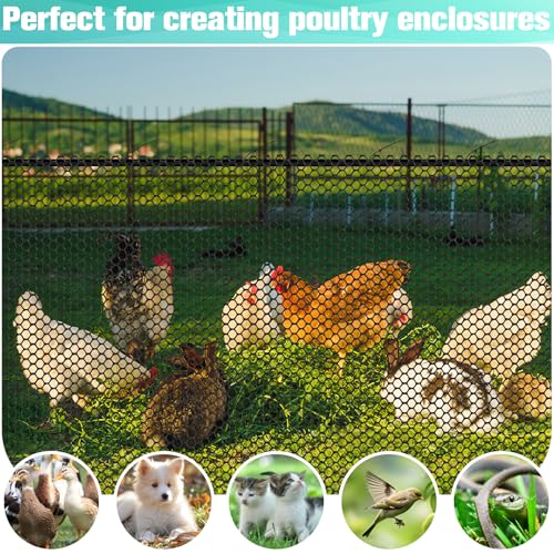 Plastic Mesh Fence Sheet 15.7IN x 50FT - 0.3IN Opening Plastic Chicken Wire Netting Roll Durable for Dogs, Poultry, Puppy, Garden Snake Barrier with 50 Pcs Zip Ties - Black - color: Black, size: 15.7IN x 50FT + 50Ties