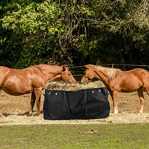 Tudomro Hay Bale Storage Bag-600d 44.4" x 22.8" x 18.7'' Extra Large Horse Hay Bag Black Heavy Duty for Horse Goats Storage Container Feeding Supplies for Feed Trailer