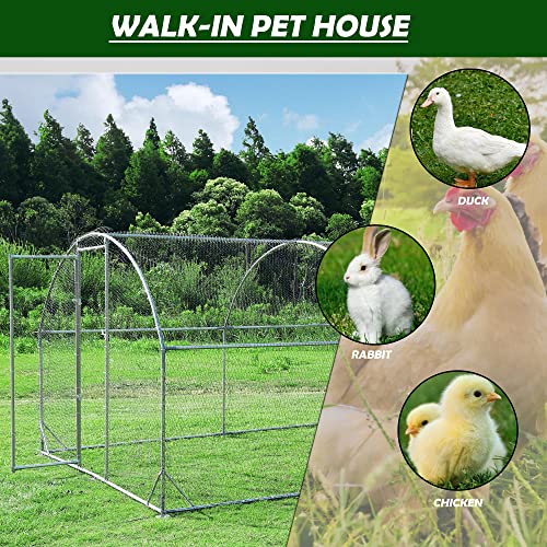 TOLEAD Large Metal Chicken Coop Upgrade Tri-Supporting Wire Mesh Chicken Run,Chicken Pen with Water-Resident and Anti-UV Cover,Duck Rabbit House Outdoor（156.1" L x 108" W x 78" H） - size: 156.1"L x 108.0"W x 78.0"H