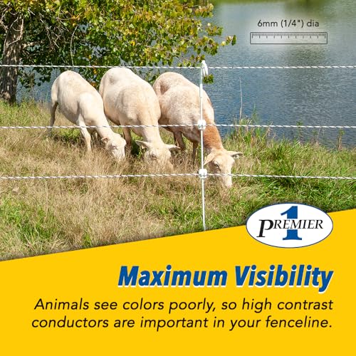 Premier 1 IntelliRope® Blue Electric Fence Rope – 6mm, 1320 ft | 3 tinned copper + 3 SS filaments. Blue filaments visible to animals. For horses, cattle & sheep. - size: 1320' Spool