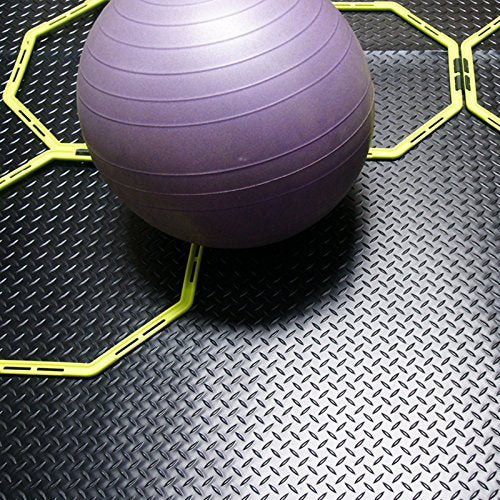 Rubber-Cal Diamond-Plate Rubber Flooring Roll - 3 mm x 4 ft x 6 ft Roll - Black - size: 72"L x 48"W x 0.1"Th