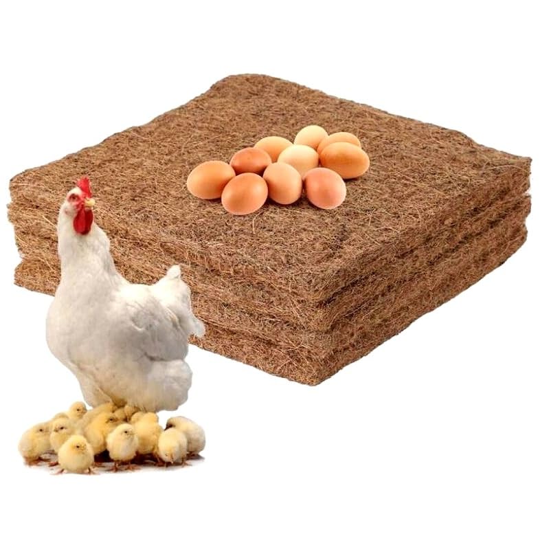 4 Pack Chicken Nesting Pads Box Rabbit Hutch Organic Supplies Coop Nest Liners Natural Coconut Palm Hens Nest Bedding Mats 13x13inch Multi-Role Poultry Supplies for Laying Eggs