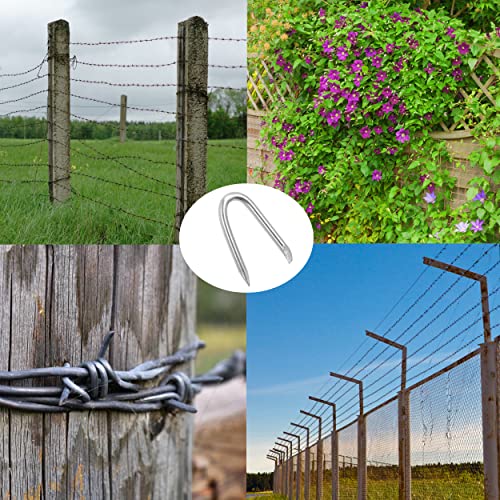 Steel Wire Fencing Staples (200 pcs), Galvanized U-Shaped Fasteners Nails | for Wire Mesh and Woven Fencing