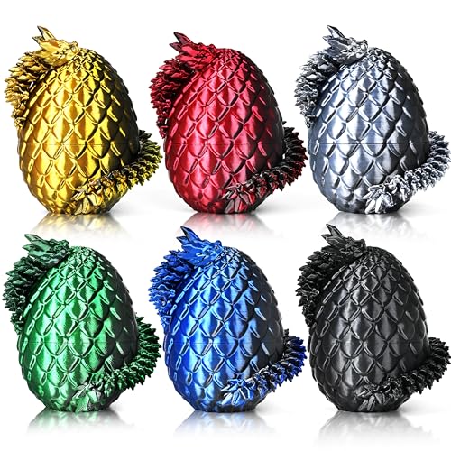 Impossmaker 8" 3D Printed Dragon Eggs, Mystery Crystal Dragon Egg for Easter Basket Stuffers, Unique Easter Toys & Decor, Fantasy Tabletop Decor Gifts for Kids & Collectors (6 Pack) - style: 6P-S4