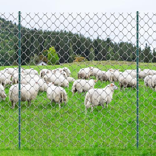 VEVOR Fence Post 7 ft 10 Pack U-Channel Metal Fence Stakes Green | For Garden Yard, Lawn, Farms & Outdoor Wire Fencing, 2 mm Thick Q235 Carbon Steel with Powder-Coated, 50 Zip Ties & 20 Clips - size: 7 Feet 10 Pack