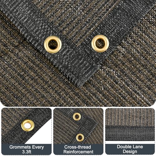 90% Sun Shade Cloth, Kesfitt 6x8FT Garden Shade Cover with Reinforced Grommets, Mesh Tarp Sun Privacy Screen for Greenhouse, Plant, Pergola, and Backyard Patio Sunshade - size: 6ftx8ft, style: Brown 90% Shading Rate