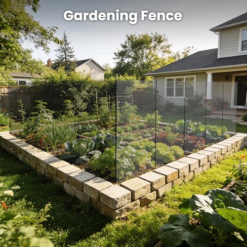 DoCred 3.28' x 82' Plastic Garden Fence Roll with Thicke Stakes, Black | Reusable HDPE Temporary Fence with 15Pcs 3.77FT Posts, Portable Chicken Dog Fence Barrier, Construction Snow Protection - color: Black, size: 39.4in x 82ft-Diamond Grid