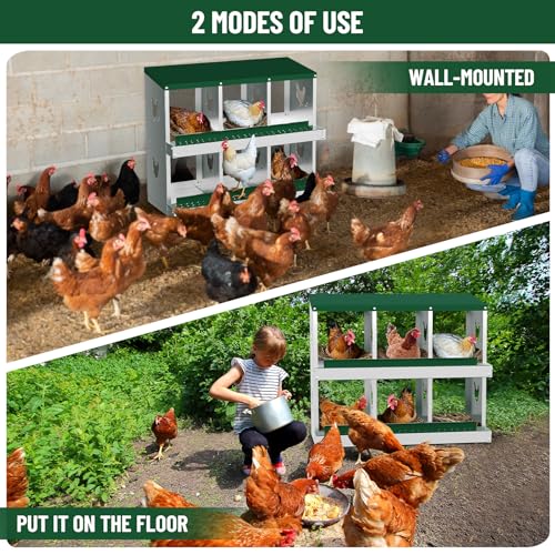 Nesting Boxes for Chickens, 6/8/10-Hole Galvanized Steel Chicken Nesting Boxes for Laying Eggs with Egg Rollaway System to Protect Eggs, Easy Egg Collection, for Chicken Coop Backyard Farm