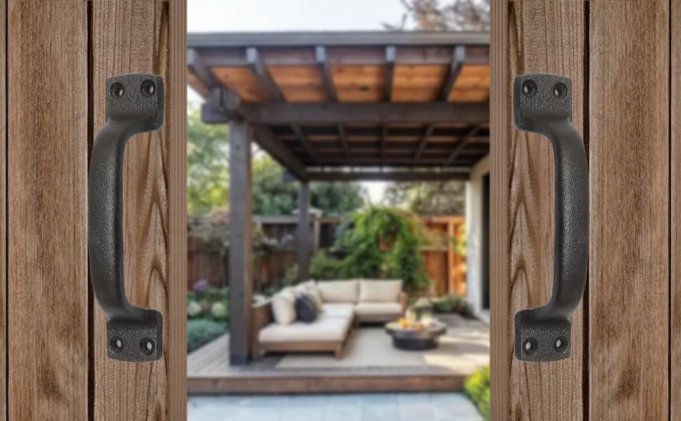 2-Pack 7 Inch Classic Barn Door Handle - Black Cast Iron Pull for Sliding Doors, Gates, Sheds, Fences, Closets - Indoor Outdoor Farmhouse Hardware - size: 7" - 2 Pack, style: Classic