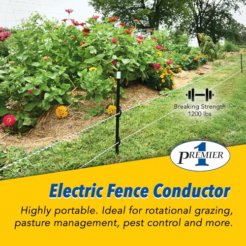 Premier 1 IntelliRope® Blue Electric Fence Rope – 6mm, 660 ft | 3 tinned copper + 3 SS filaments. Superior Conductivity. Blue filaments visible to animals. For horses, cattle & sheep. - size: 660' Spool