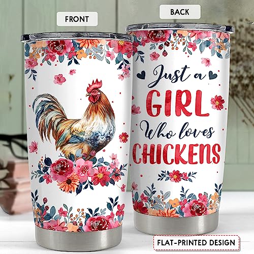SANDJEST Chicken Tumbler - 20oz Stainless Steel Insulated Coffee Travel Mug Cup Gifts for Women, Girls & Teens for Birthday & Christmas - color: Chicken