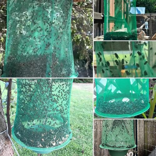 6 Ranch Fly Traps Outdoor Hanging, Reusable Stable Horse Fly Catcher Cage | Flies Control Killer Repellent with Food Bait Tray for Barn, Orchard, Farm, Horse, Patio - size: 6 Pack