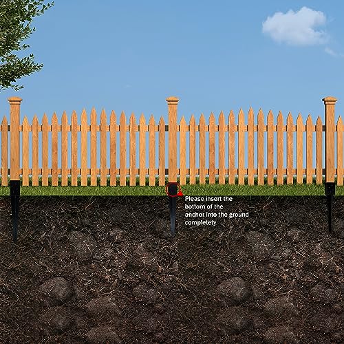 LADECH 4x4 Fence Post Anchor 24' Black Powder Coated Metal Ground Spike Mailbox Post Anchors