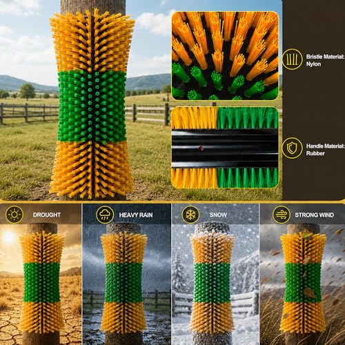 Bionic Curve Livestock Scratching Brush for Cattle, Cows, Goats, Horses and Pigs - Body-Contoured Farm Animal Scratcher Post, Heavy Duty Livestock Grooming Brush with 8 Screws, 2 Pack - color: 2pcs