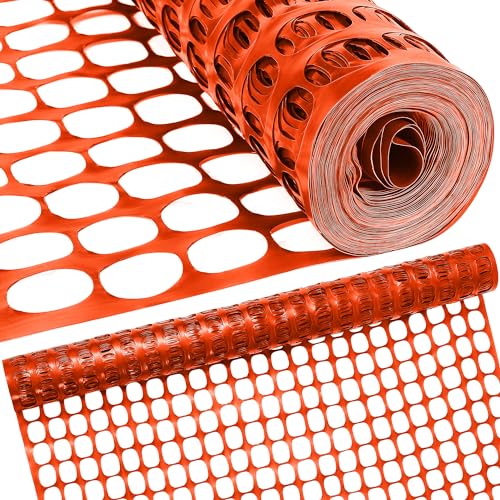 Plastic Mesh Fence, Garden Fencing, for Snow, Orange, 4'x100' Feet, 1 Roll | Houseables Construction Barrier Netting, Fences Wrap, Above Ground, Poultry, Chicken, Safety, Deer, Patio, Garden Netting - color: Orange