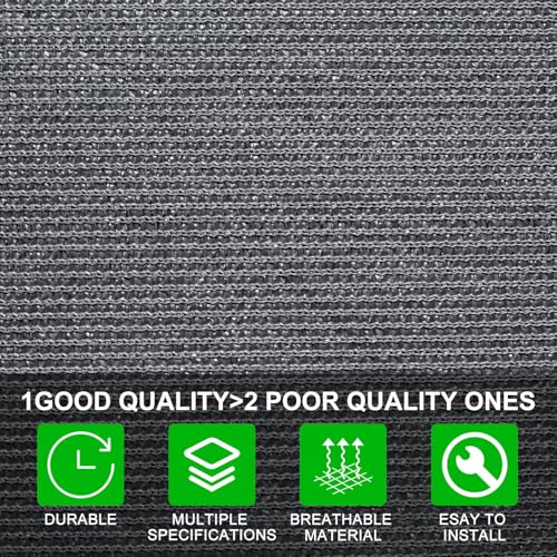 Shatex 90% Sun Shades for Patios 10x 16 ft Shade Fabric Sun Shade Cloth Taped Edge with Grommets Sun-Block Mesh Shade for Pergola Cover Canopy Grey, 12 Bungee Balls - color: Gray, size: 10x16ft