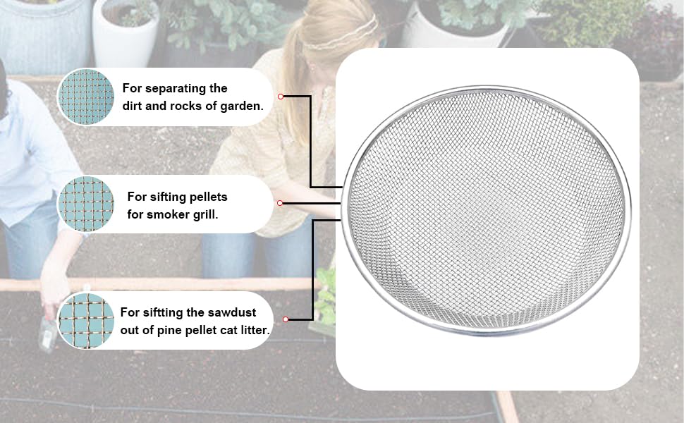 1/4 Inch Soil Sifter for Gardening, Rock Sifter for 5gallon,Compost Sifter Dirt Sifter,Captures Dirt Rocks Sawdust - color: 1/4 Inch