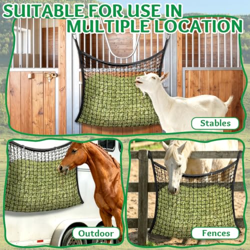 YedsIntu 3 Pcs Hay Bags for Horses, Slow Feed Hay Nets for Horses Goat Sheep, Large Capacity Hay Feeder for Stall, Trailer, Pasture (Black) - size: 3PCS-Black